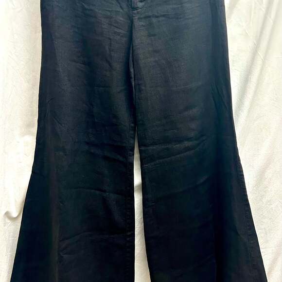 Black Halo Women's Black Wide Leg Linen Pants Size 4